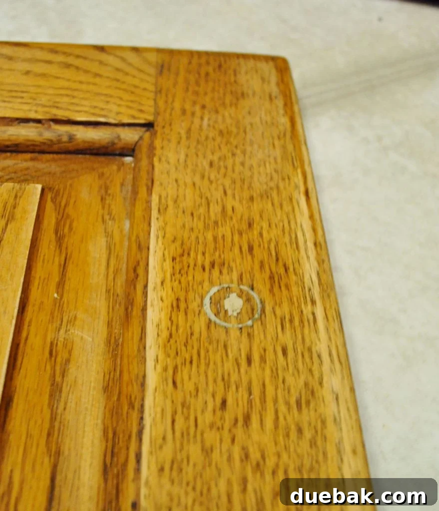 Cabinet Hardware Hole Filled In With Wood Filler