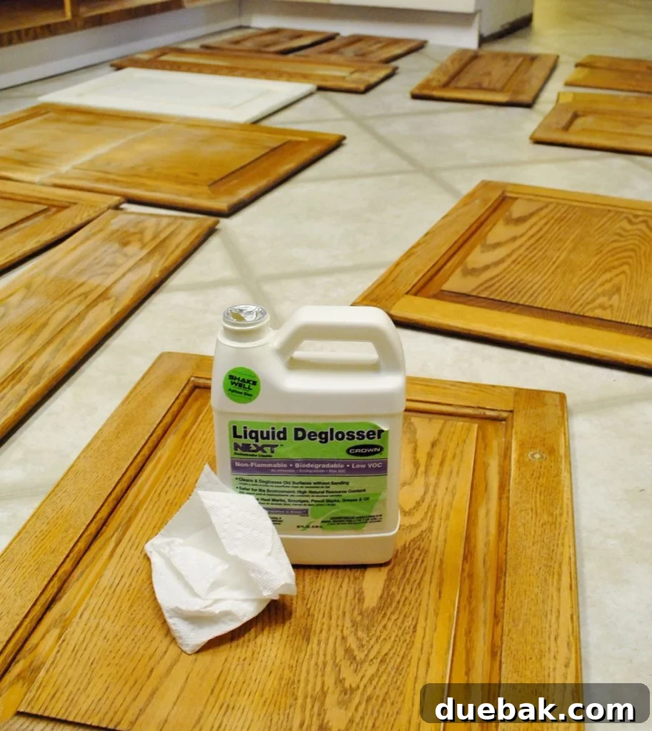 Liquid Deglosser On Wood Cabinets Before Painting