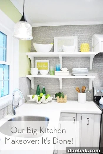 Penny Tile Kitchen Remodel with Stylish Open Shelving 2 our-big-kitchen-makeover-is-done