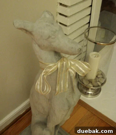 Concrete greyhound Concrete greyhound with ribbon