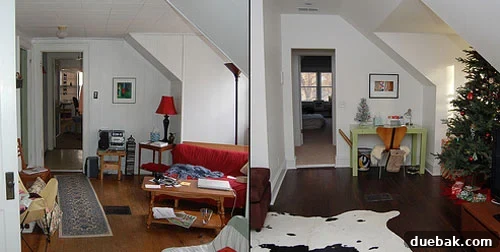Family room makeover, before and after
