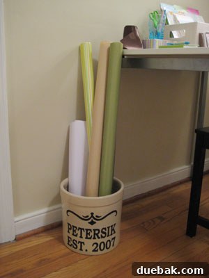Planter holding wrapping paper