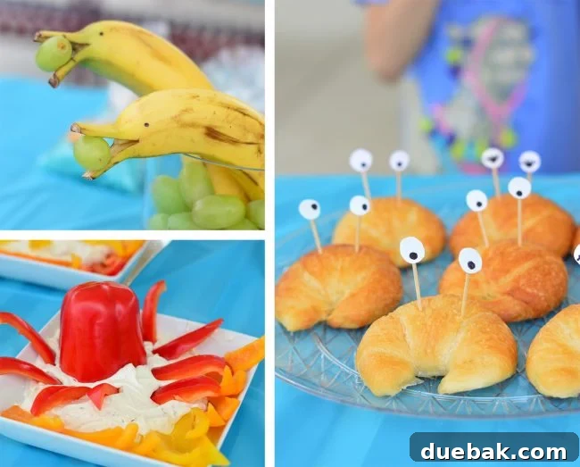Sea-themed breakfast spread