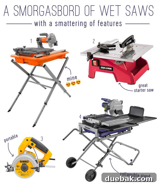 Wet saw and tile tools