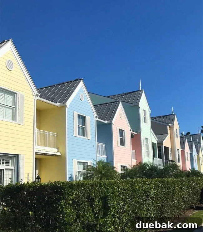 row of colorful pastel townhouses in lighthouse point florida