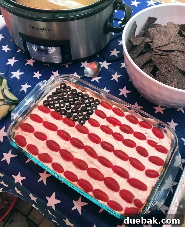 Flag themed bean dip