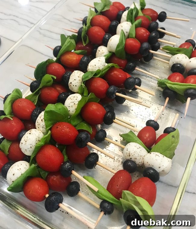 Mozzarella basil tomato skewers