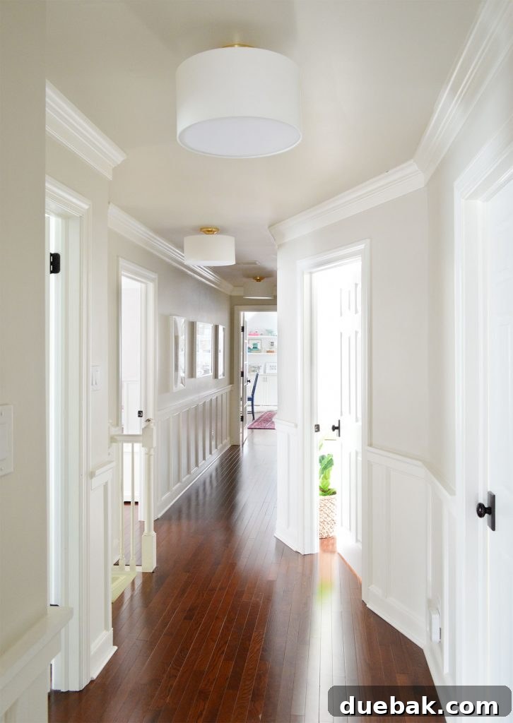 Episode 161: How Half Our Lights Went Out — What Happened Next 5 Upstairs hallway with board and batten wainscot