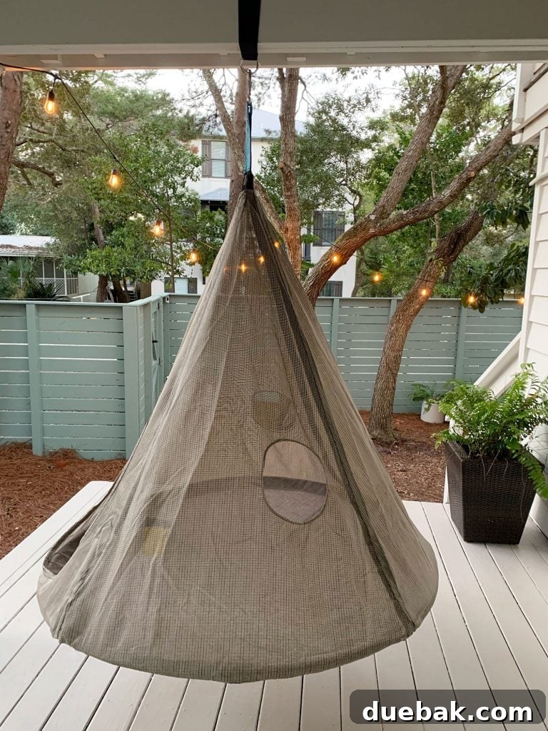 How to Paint a Porch Floor: Step-by-Step Guide for Lasting Results 8 Hanging cone shaped netted tent above painted porch floor