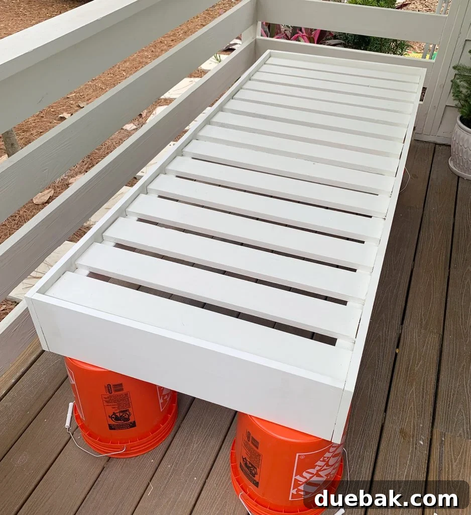 Daybed frame fully constructed and painted white