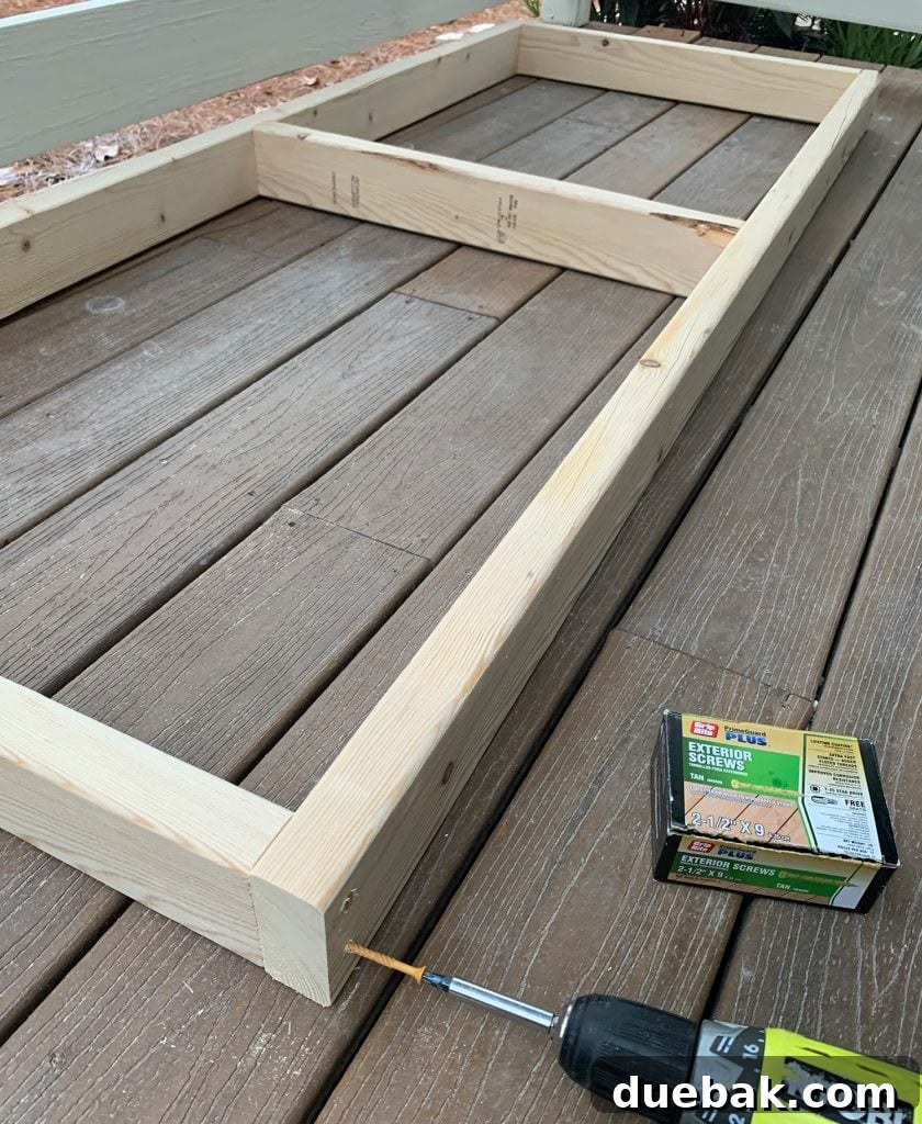 Screwing 2x4 wood frame together for hanging daybed