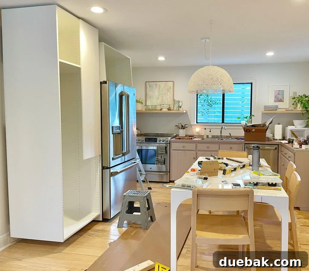 Ikea Kitchen Pantry In Progress With Frame Built And Doors Still Off