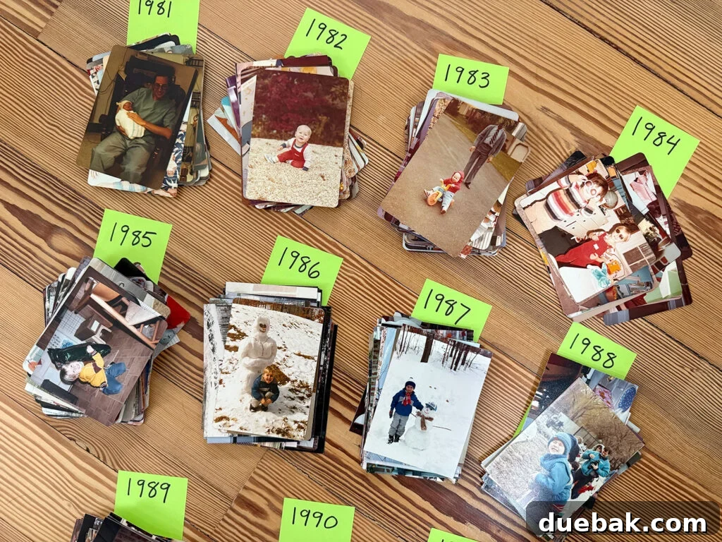 Stacks of Old Photos Sorted By Year